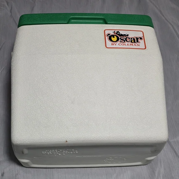 Colman Oscar Cooler Vintage #5274 White Green Lid 14x9.5x15 1983 EUC - Picture 1 of 13